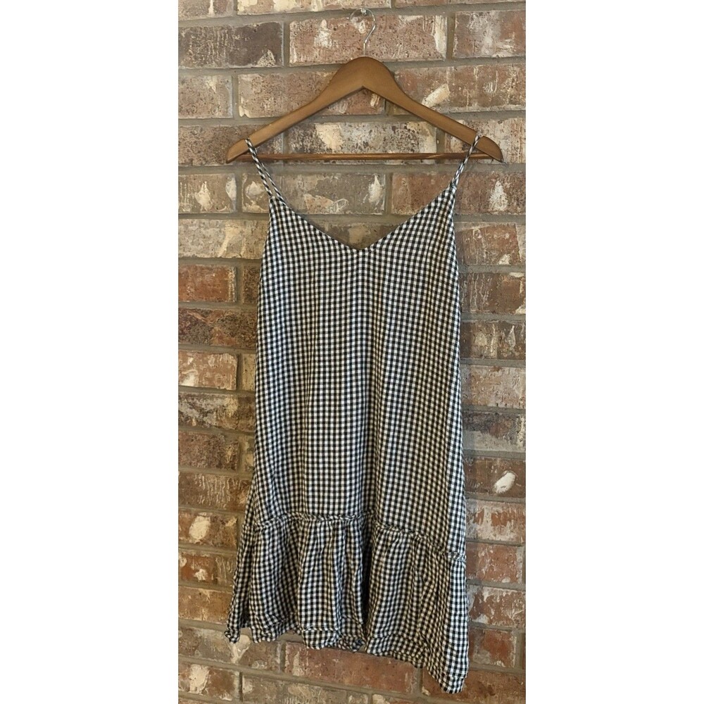 Women’s Or Juniors Hollister Black And White Gingham Spaghetti Strap Dress Med